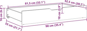 vidaXL vidaXL Szuflady pod łóżko, z kółkami, 2 szt., 90x55x16 cm, sosna 8