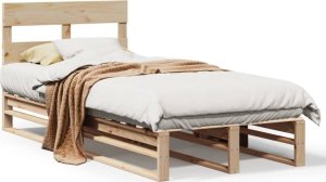 vidaXL Rama łóżka bez materaca, 75x190 cm, lite drewno sosnowe 2