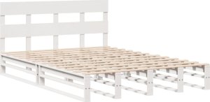 vidaXL vidaXL Rama łóżka bez materaca, biała, 140x190 cm, lite drewno sosnowe 3