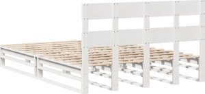 vidaXL vidaXL Rama łóżka bez materaca, biała, 150x200 cm, lite drewno sosnowe 8