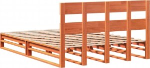 vidaXL vidaXL Rama łóżka bez materaca, woskowy brąz, 135x190 cm, lita sosna 8