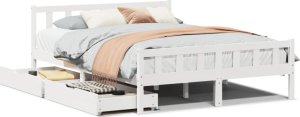 vidaXL vidaXL Rama łóżka bez materaca, biała, 150x200 cm, lite drewno sosnowe 2