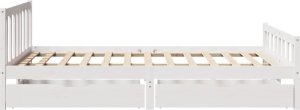 vidaXL vidaXL Rama łóżka bez materaca, biała, 150x200 cm, lite drewno sosnowe 5