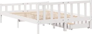 vidaXL vidaXL Rama łóżka bez materaca, biała, 150x200 cm, lite drewno sosnowe 6