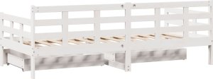 vidaXL vidaXL Łóżko dzienne z szufladami, białe, 80x200 cm, drewno sosnowe 6