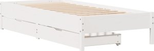 vidaXL vidaXL Rama łóżka bez materaca, biała, 100x200 cm, lite drewno sosnowe 3
