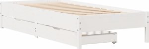 vidaXL vidaXL Rama łóżka bez materaca, biała, 90x200 cm, lite drewno sosnowe 3