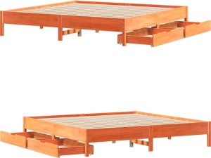 vidaXL vidaXL Rama łóżka bez materaca, woskowy brąz, 180x200 cm, lita sosna 9