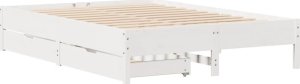 vidaXL vidaXL Rama łóżka bez materaca, biała, 150x200 cm, lite drewno sosnowe 3