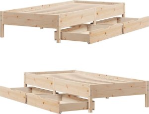 vidaXL vidaXL Rama łóżka bez materaca, 75x190 cm, lite drewno sosnowe 9