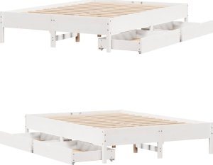vidaXL vidaXL Rama łóżka bez materaca, biała, 120x190 cm, lite drewno sosnowe 9