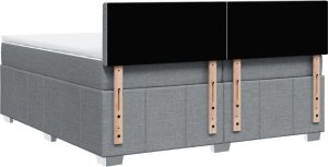 vidaXL vidaXL Łóżko kontynentalne z materacem, jasnoszare, tkanina 200x200 cm 8