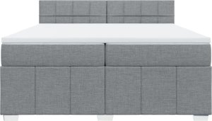 vidaXL vidaXL Łóżko kontynentalne z materacem, jasnoszare, tkanina 200x200 cm 6