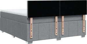 vidaXL vidaXL Łóżko kontynentalne z materacem, jasnoszare, tkanina 200x200 cm 8