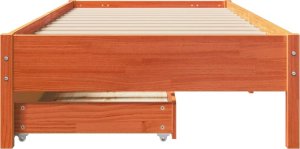 vidaXL vidaXL Rama łóżka bez materaca, woskowy brąz, 75x190 cm, sosnowa 4