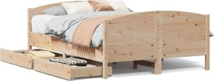 vidaXL vidaXL Rama łóżka bez materaca, 135x190 cm, lite drewno sosnowe 2