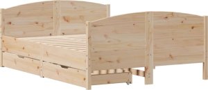 vidaXL vidaXL Rama łóżka bez materaca, 135x190 cm, lite drewno sosnowe 3