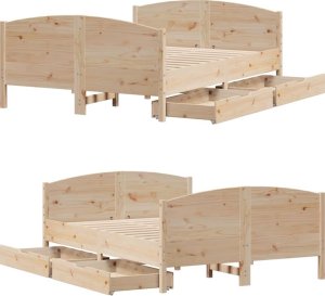 vidaXL vidaXL Rama łóżka bez materaca, 135x190 cm, lite drewno sosnowe 9
