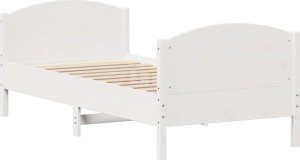 vidaXL vidaXL Rama łóżka bez materaca, biała, 90x200 cm, lite drewno sosnowe 4