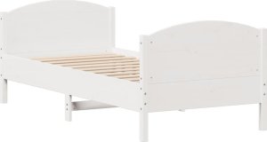 vidaXL vidaXL Rama łóżka bez materaca, biała, 90x200 cm, lite drewno sosnowe 7
