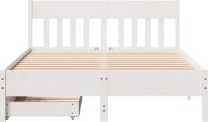 vidaXL vidaXL Rama łóżka bez materaca, biała, 150x200 cm, lite drewno sosnowe 4
