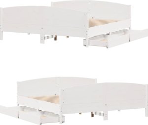 vidaXL vidaXL Rama łóżka bez materaca, biała, 160x200 cm, lite drewno sosnowe 9
