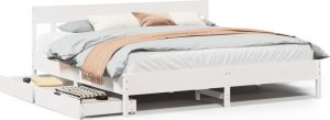vidaXL vidaXL Rama łóżka bez materaca, biała, 180x200 cm, lite drewno sosnowe 2