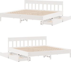 vidaXL vidaXL Rama łóżka bez materaca, biała, 180x200 cm, lite drewno sosnowe 9