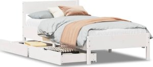 vidaXL vidaXL Rama łóżka bez materaca, biała, 75x190 cm, lite drewno sosnowe 2