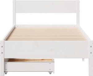 vidaXL vidaXL Rama łóżka bez materaca, biała, 75x190 cm, lite drewno sosnowe 4
