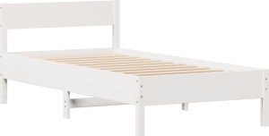 vidaXL vidaXL Rama łóżka bez materaca, biała, 75x190 cm, lite drewno sosnowe 5