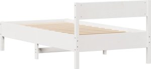vidaXL vidaXL Rama łóżka bez materaca, biała, 75x190 cm, lite drewno sosnowe 8