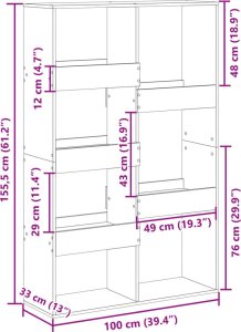 vidaXL vidaXL Regał, stare drewno, 100x33x155,5 cm, materiał drewnopochodny 9