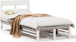 vidaXL vidaXL Rama łóżka bez materaca, biała, 75x190 cm, lite drewno sosnowe 2