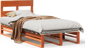 vidaXL vidaXL Rama łóżka bez materaca, woskowy brąz, 90x200 cm, lita sosna 2