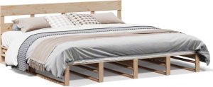 vidaXL Rama łóżka bez materaca, 180x200 cm, lite drewno sosnowe 2