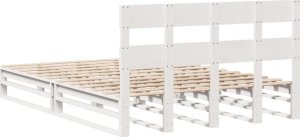 vidaXL vidaXL Rama łóżka bez materaca, biała, 160x200 cm, lite drewno sosnowe 8