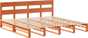 vidaXL Łóżko bez materaca, woskowy brąz, 200x200 cm, drewno sosnowe 3