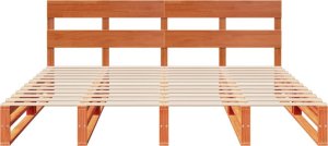 vidaXL Łóżko bez materaca, woskowy brąz, 200x200 cm, drewno sosnowe 6