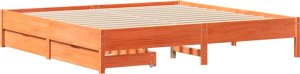 vidaXL vidaXL Łóżko bez materaca, woskowy brąz, 200x200 cm, drewno sosnowe 3