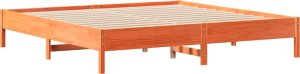 vidaXL vidaXL Łóżko bez materaca, woskowy brąz, 200x200 cm, drewno sosnowe 5