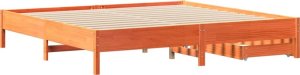 vidaXL vidaXL Łóżko bez materaca, woskowy brąz, 200x200 cm, drewno sosnowe 8