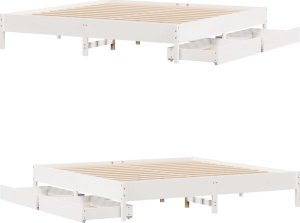 vidaXL vidaXL Rama łóżka bez materaca, biała, 180x200 cm, lite drewno sosnowe 9