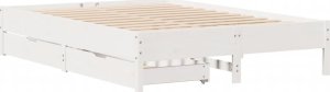 vidaXL vidaXL Rama łóżka bez materaca, biała, 140x190 cm, lite drewno sosnowe 3