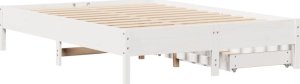 vidaXL vidaXL Rama łóżka bez materaca, biała, 140x190 cm, lite drewno sosnowe 8