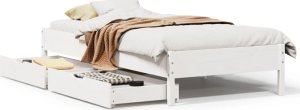vidaXL vidaXL Rama łóżka bez materaca, biała, 75x190 cm, lite drewno sosnowe 2