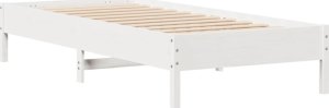 vidaXL vidaXL Rama łóżka bez materaca, biała, 75x190 cm, lite drewno sosnowe 5