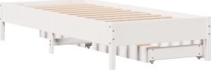vidaXL vidaXL Rama łóżka bez materaca, biała, 75x190 cm, lite drewno sosnowe 7
