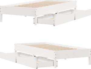 vidaXL vidaXL Rama łóżka bez materaca, biała, 75x190 cm, lite drewno sosnowe 8
