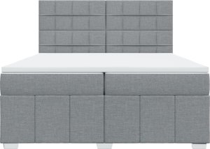 vidaXL Łóżko kontynentalne z materacem, jasnoszare, tkanina 200x200 cm 4